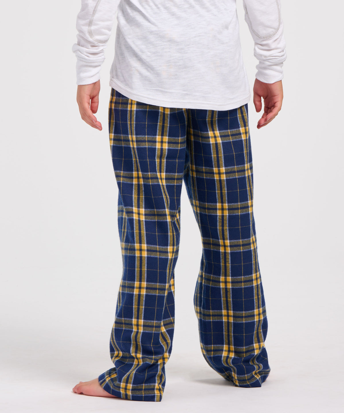 Boxercraft BY6624 Youth Flannel Pants - Navy/Gold Plaid - Product Photo 2 | Navy/Gold Plaid