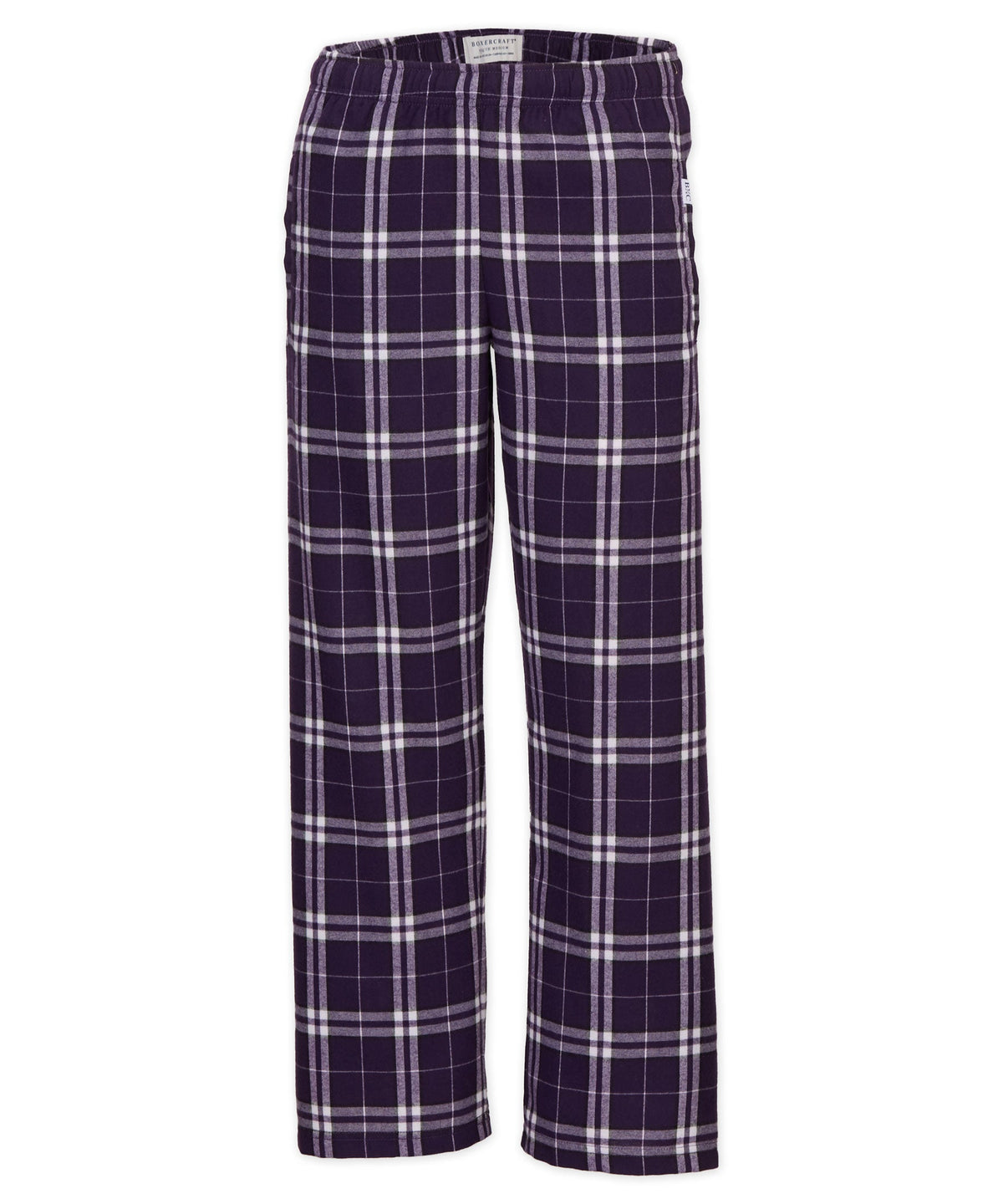 Boxercraft BY6624 Youth Flannel Pants - Purple/White Plaid - Product Photo 1 | Purple/White Plaid