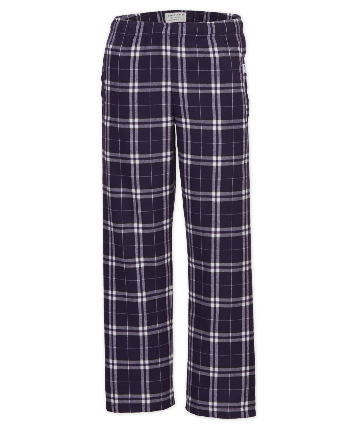 Boxercraft BY6624 Youth Flannel Pants - Purple/White Plaid - Flat | Purple/White Plaid