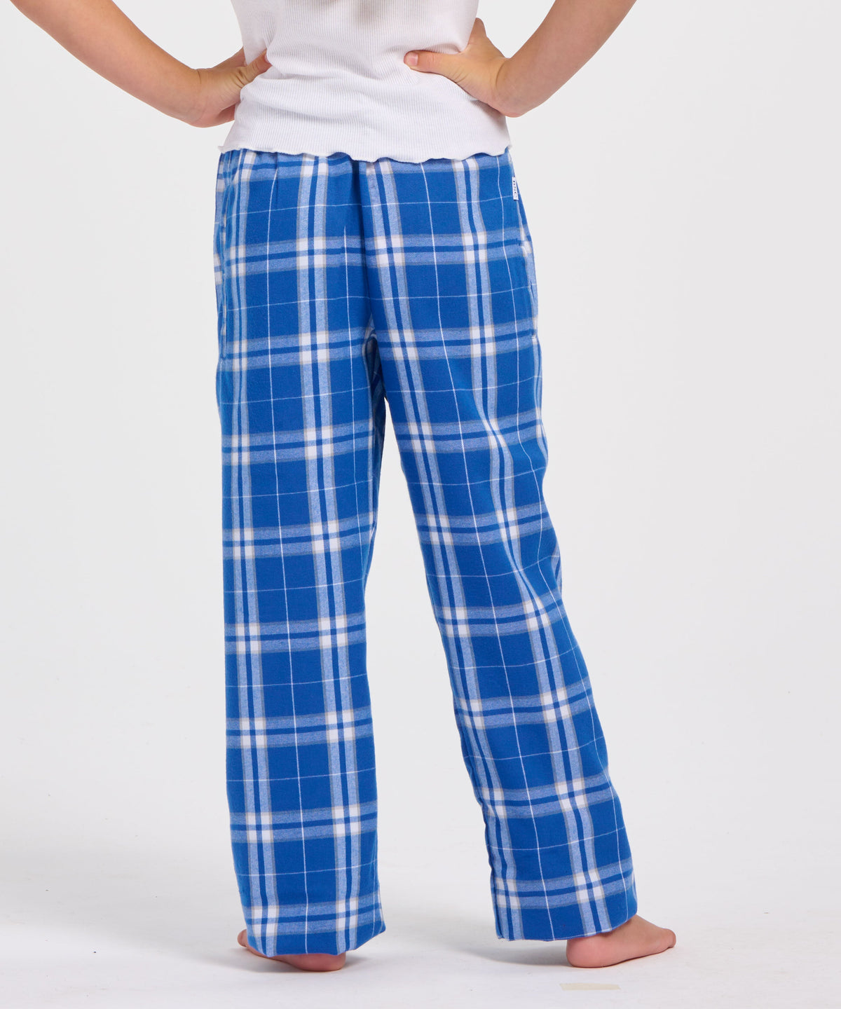 Boxercraft BY6624 Youth Flannel Pants - Royal/Silver Plaid - Product Photo 2 | Royal/Silver Plaid
