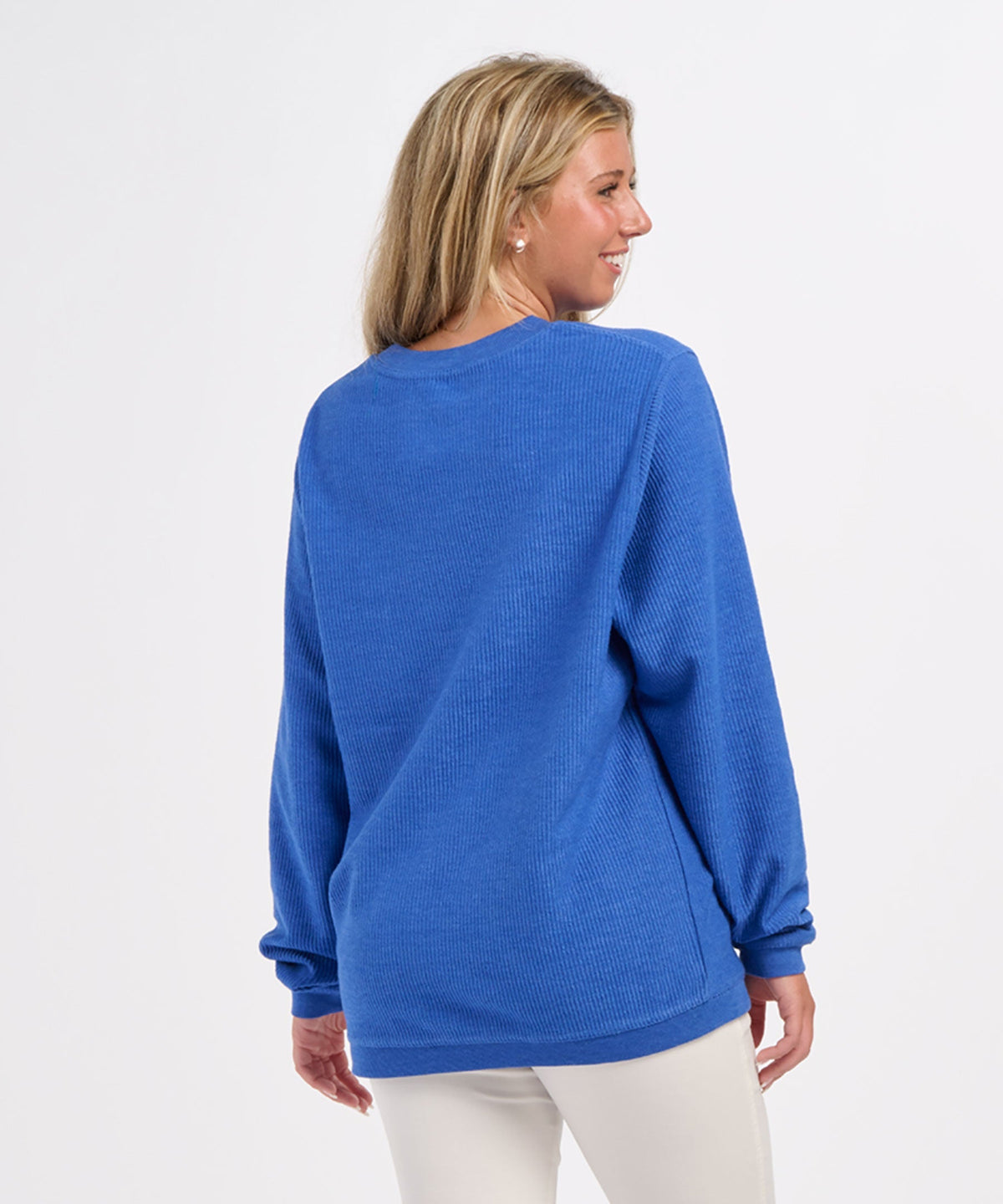 Women's Rally Corduroy Crew – Corduroy Knit Crewneck Sweatshirt in Electric Royal