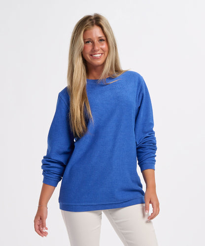 Women's Rally Corduroy Crew – Corduroy Knit Crewneck Sweatshirt in Electric Royal