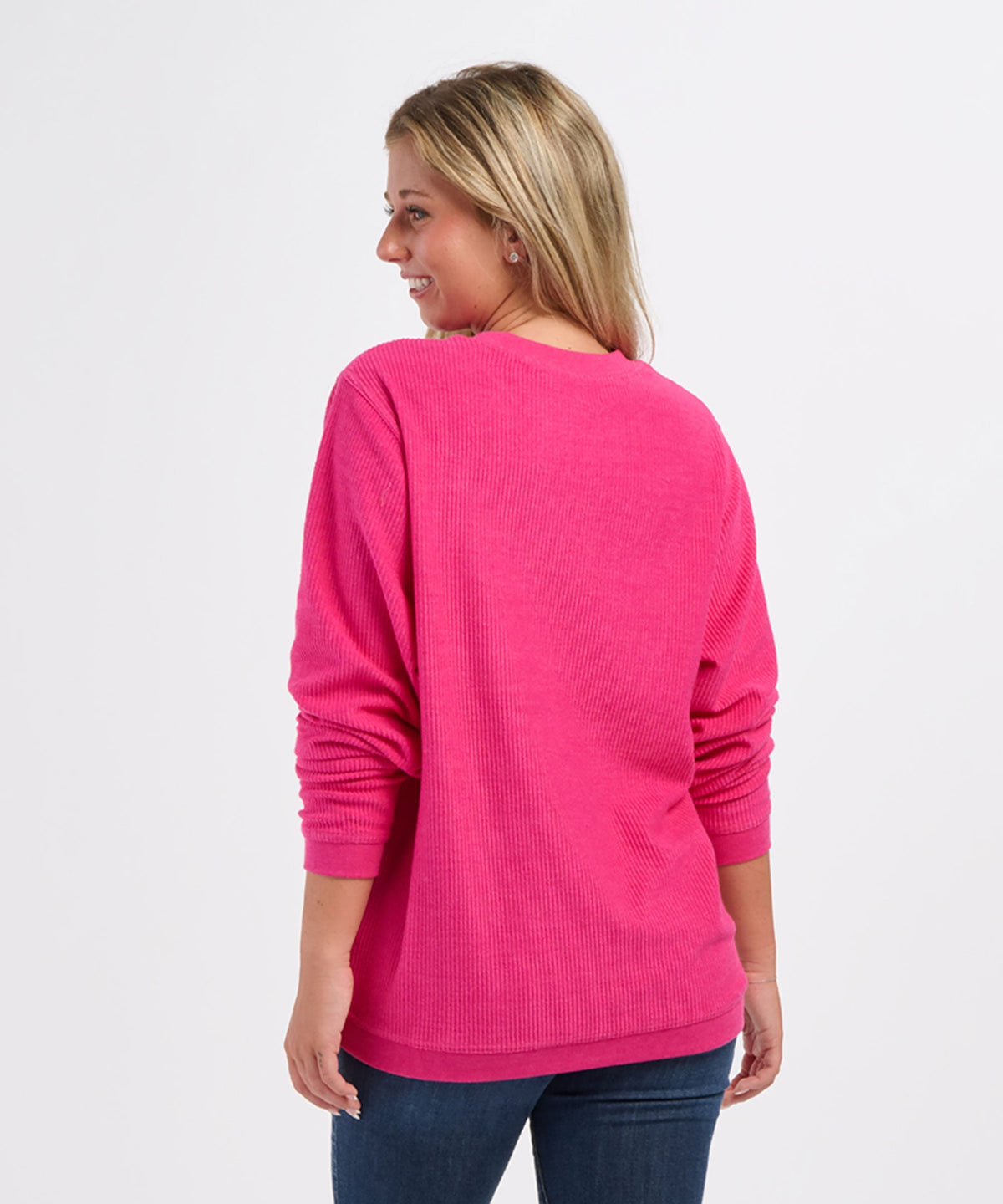 Women's Rally Corduroy Crew – Corduroy Knit Crewneck Sweatshirt in Cosmic Pink
