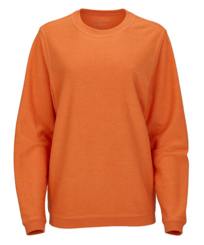 Women's Rally Corduroy Crew – Corduroy Knit Crewneck Sweatshirt in Orange