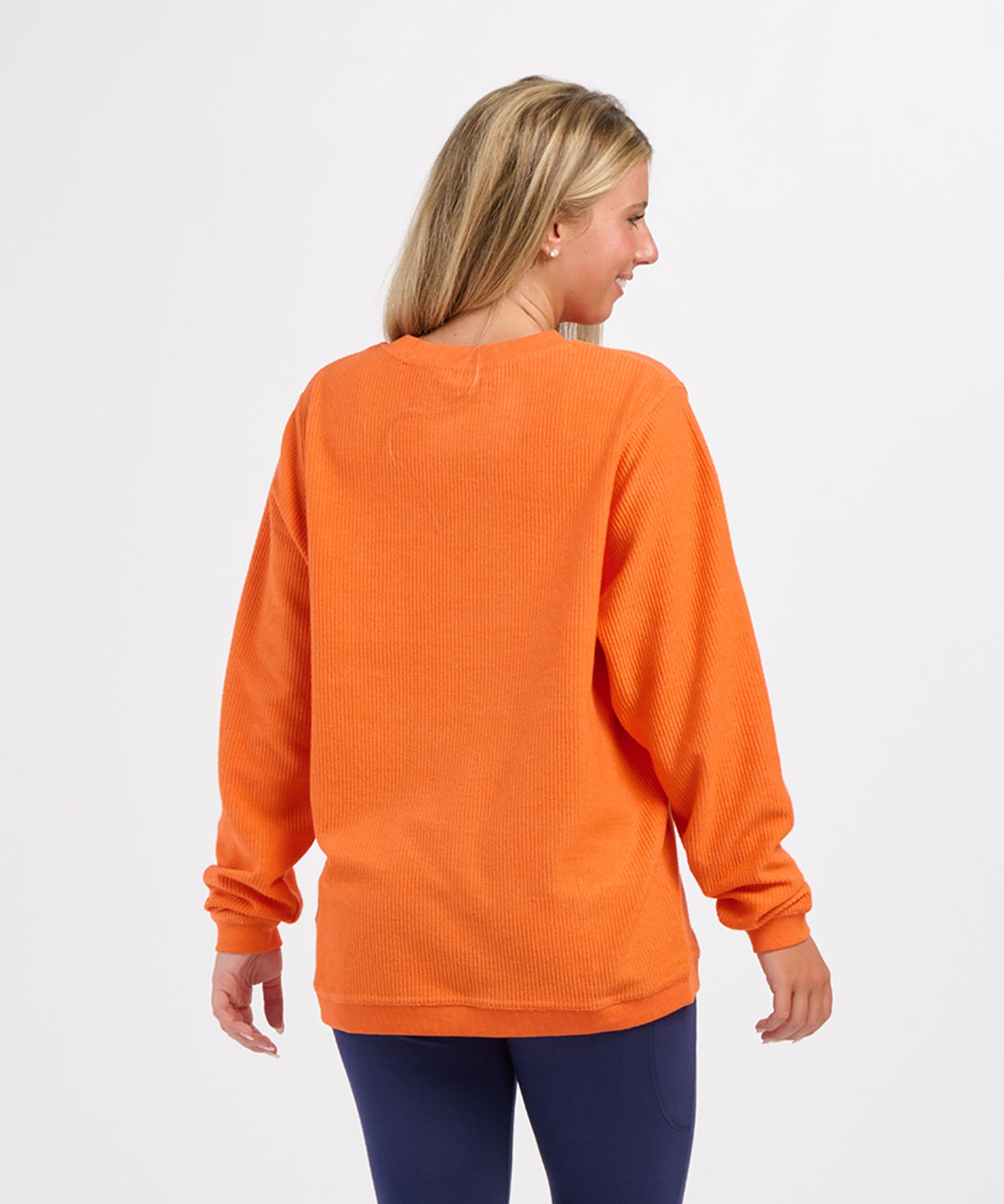 Women's Rally Corduroy Crew – Corduroy Knit Crewneck Sweatshirt in Orange
