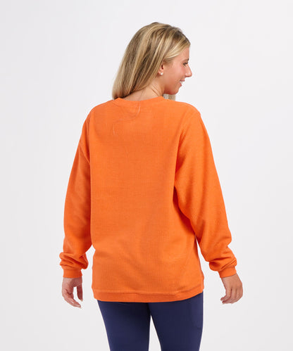 Women's Rally Corduroy Crew – Corduroy Knit Crewneck Sweatshirt in Orange