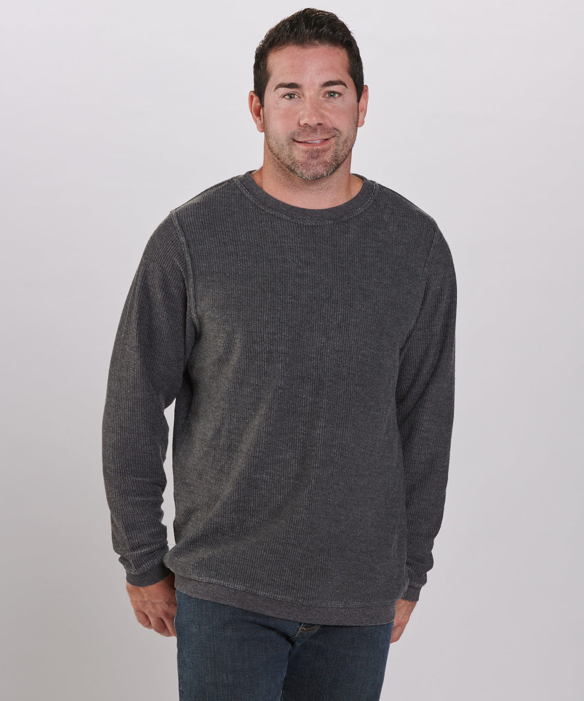 Women's Rally Corduroy Crew – Corduroy Knit Crewneck Sweatshirt in Black