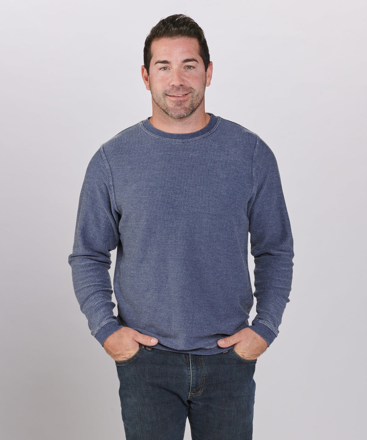 Women's Rally Corduroy Crew – Corduroy Knit Crewneck Sweatshirt in Classic Navy