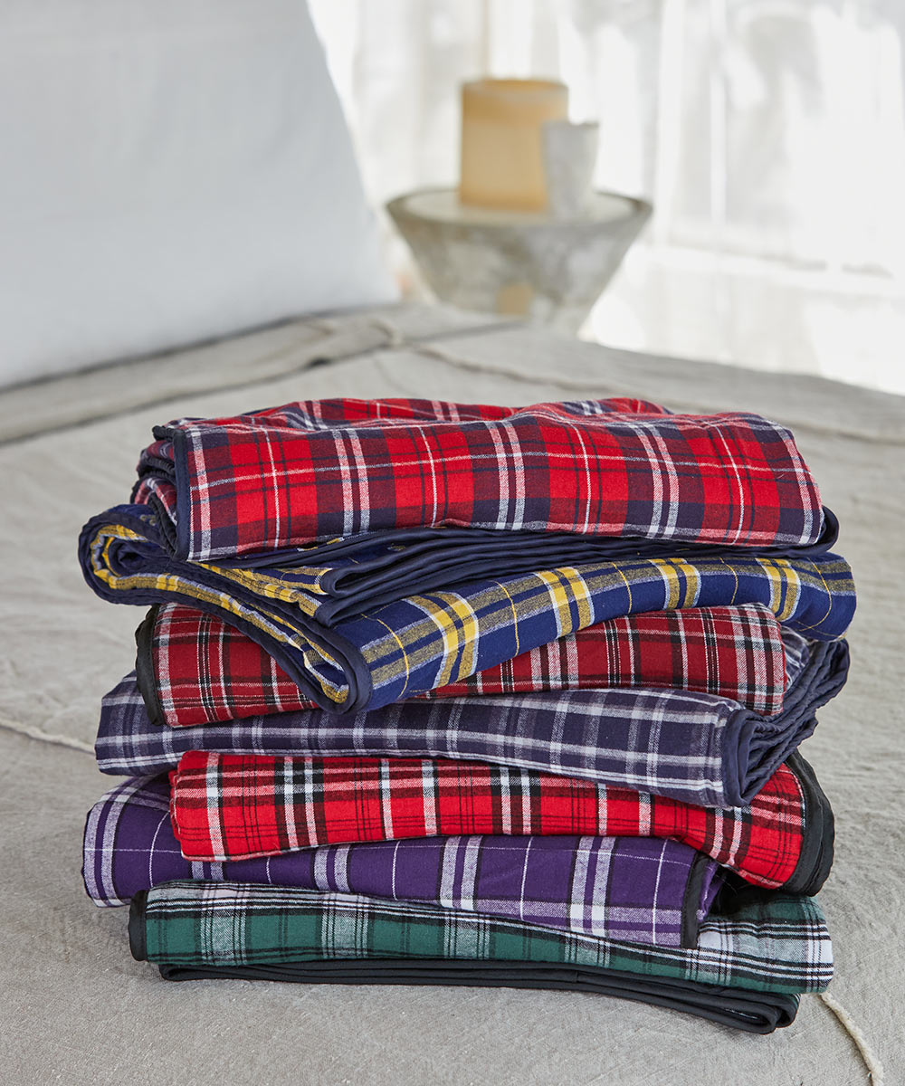 Boxercraft FB250 Plaid Flannel & Fleece Throw Blanket - flannel front and fleece back