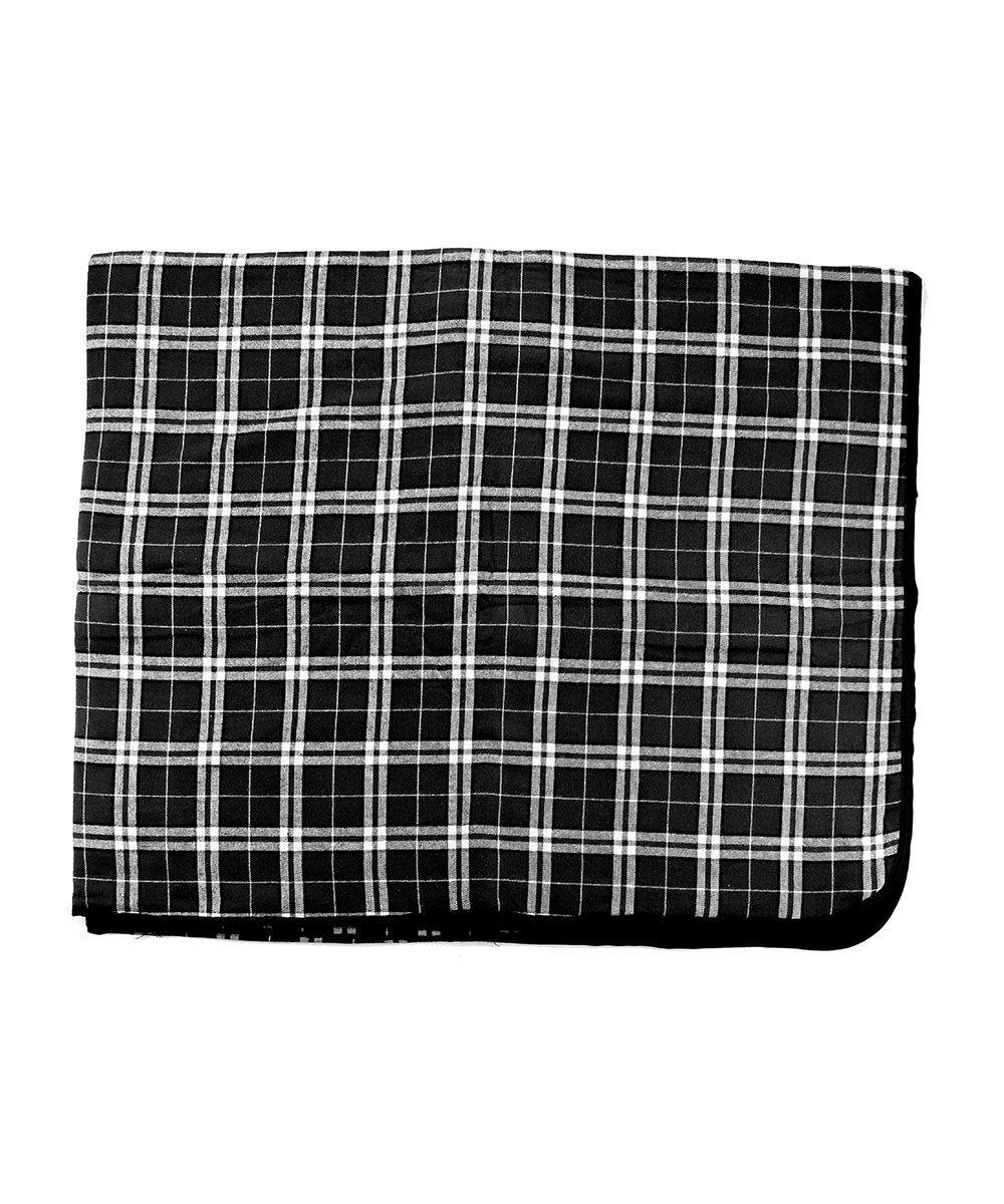 Boxercraft FB250 Plaid Flannel & Fleece Throw Blanket - Black/White Plaid | Black/White Plaid