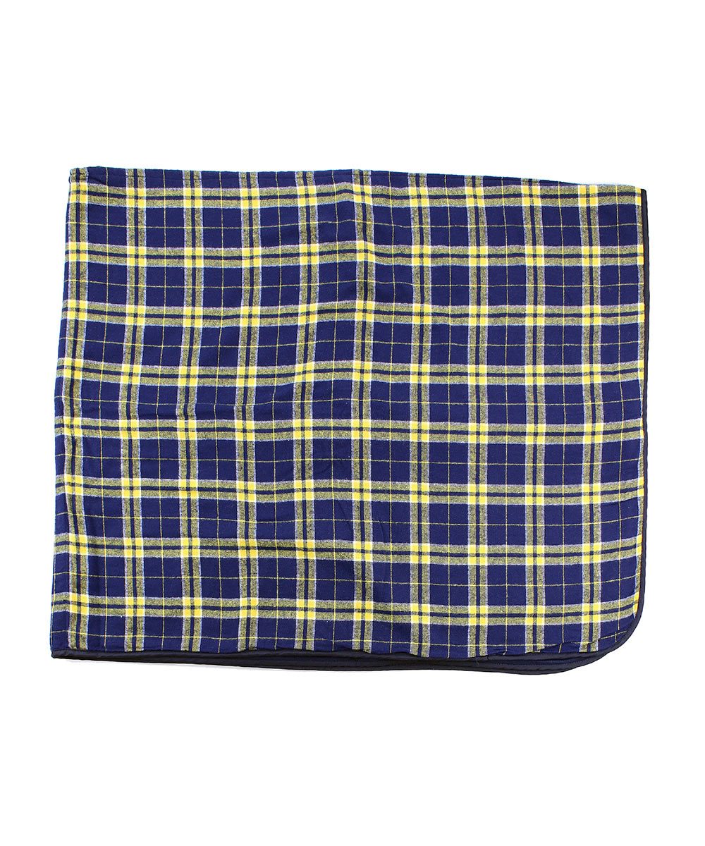 Boxercraft FB250 Plaid Flannel & Fleece Throw Blanket - Navy/Gold Plaid | Navy/Gold Plaid