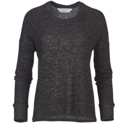 Women's Cuddle Boxy Crew – Ultra-Soft Boxy Crewneck Sweater in Black Heather