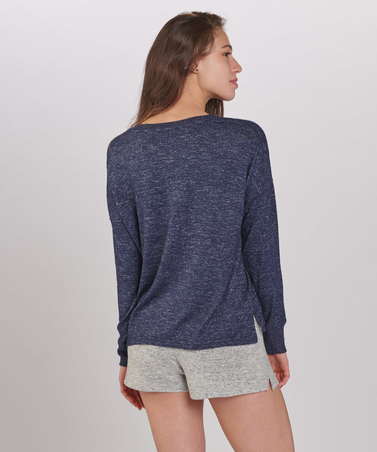 Women's Cuddle Boxy Crew – Ultra-Soft Boxy Crewneck Sweater in Navy Heather