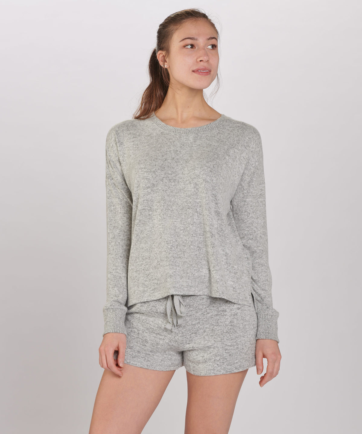 Women's Cuddle Boxy Crew – Ultra-Soft Boxy Crewneck Sweater in Oxford Heather