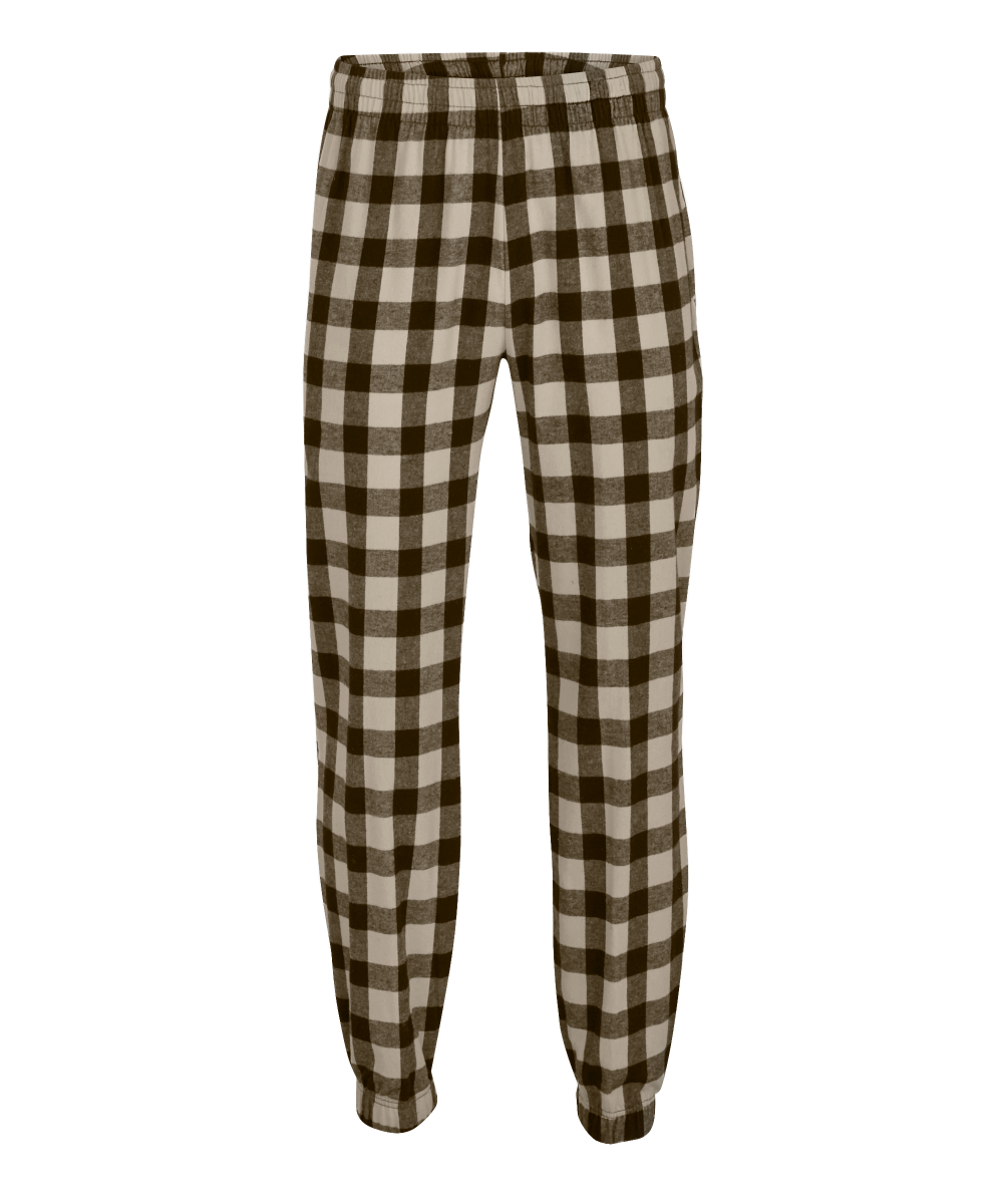 Boxercraft BM6625 Men's Flannel Jogger Pants - Black/Ecru Buffalo Plaid - Ghost Front | Black/Ecru Buffalo Plaid