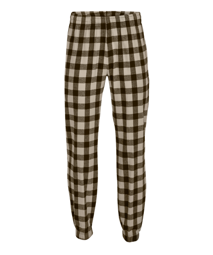 Boxercraft BM6625 Men's Flannel Jogger Pants - Black/Ecru Buffalo Plaid - Ghost Front | Black/Ecru Buffalo Plaid