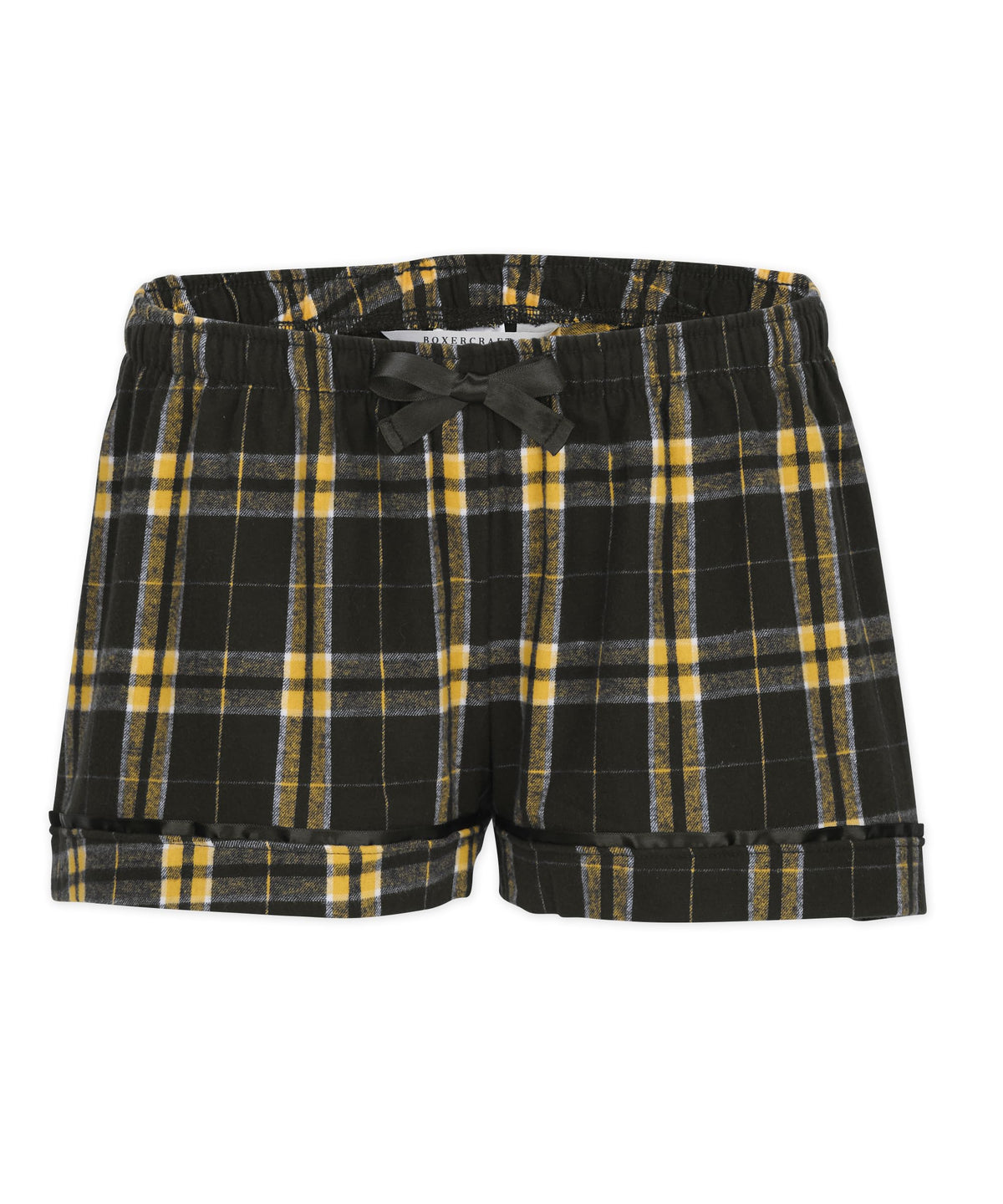 Boxercraft women's flannel boxer shorts in Black Gold plaid