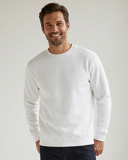 Unisex Core Fleece Crew in White – model front