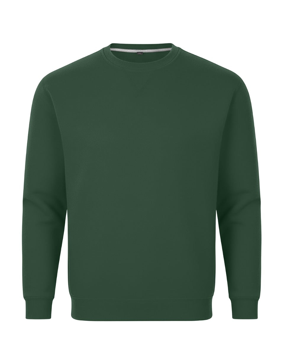 Unisex Core Fleece Crew in Dark Green – front