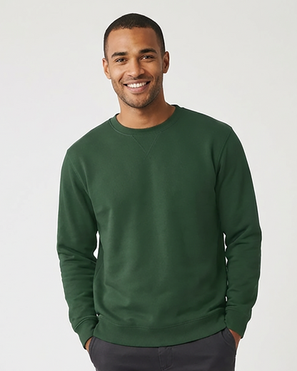 Unisex Core Fleece Crew in Dark Green – model front 2