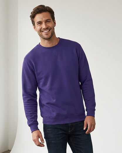 Unisex Core Fleece Crew in Purple – model front
