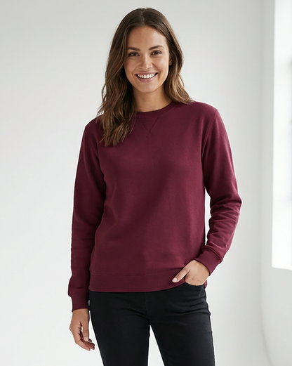 Unisex Core Fleece Crew in Maroon – model front 2