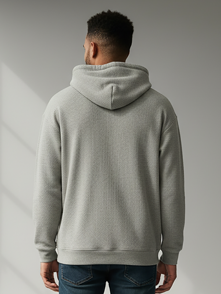 Unisex Corded Pullover Hoodie in Oxford – model back