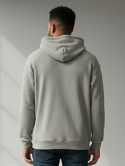 Unisex Corded Pullover Hoodie in Oxford – model back