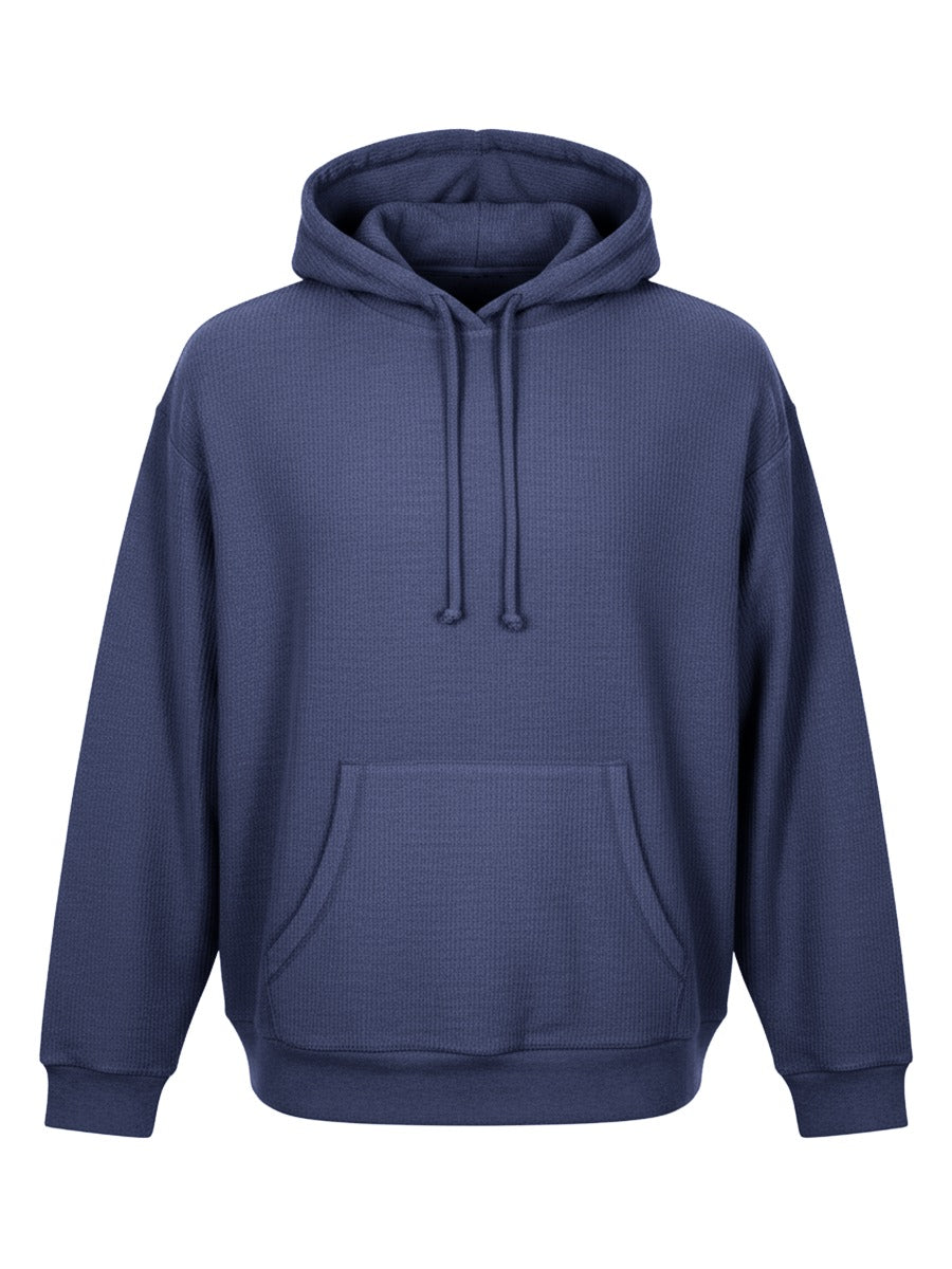 Unisex Corded Pullover Hoodie in Navy – front