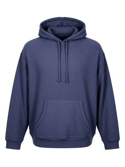 Unisex Corded Pullover Hoodie in Navy – front