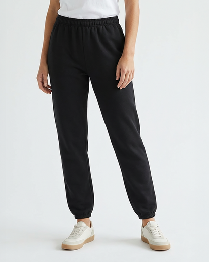 Unisex Core Fleece Pant in Black – model front 2