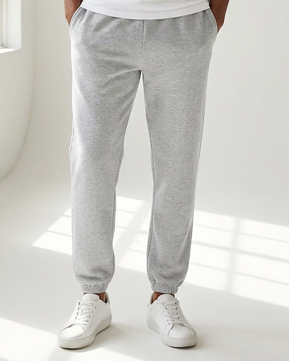 Unisex Core Fleece Pant in Oxford Heather – model front 2