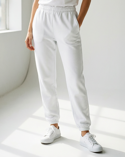 Unisex Core Fleece Pant in White – model front