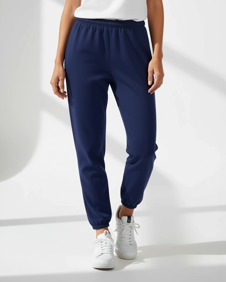 Unisex Core Fleece Pant in Navy – model front 2