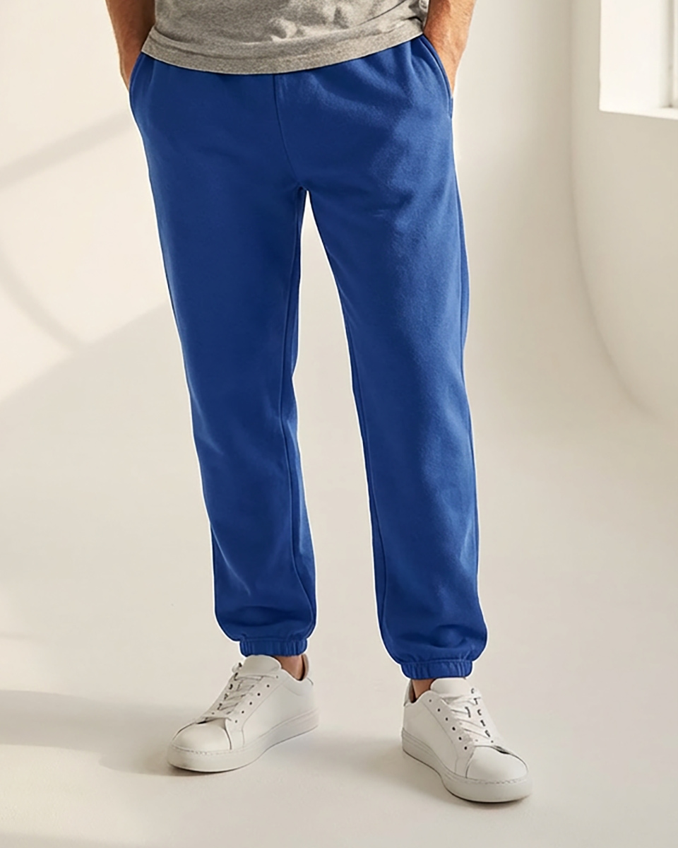 Unisex Core Fleece Pant in Electric Royal – model front 2