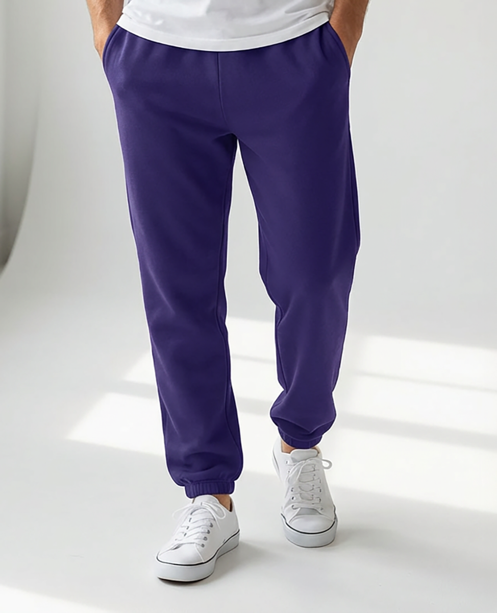 Unisex Core Fleece Pant in Purple – model front 2