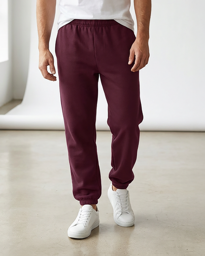 Unisex Core Fleece Pant in Maroon – model front