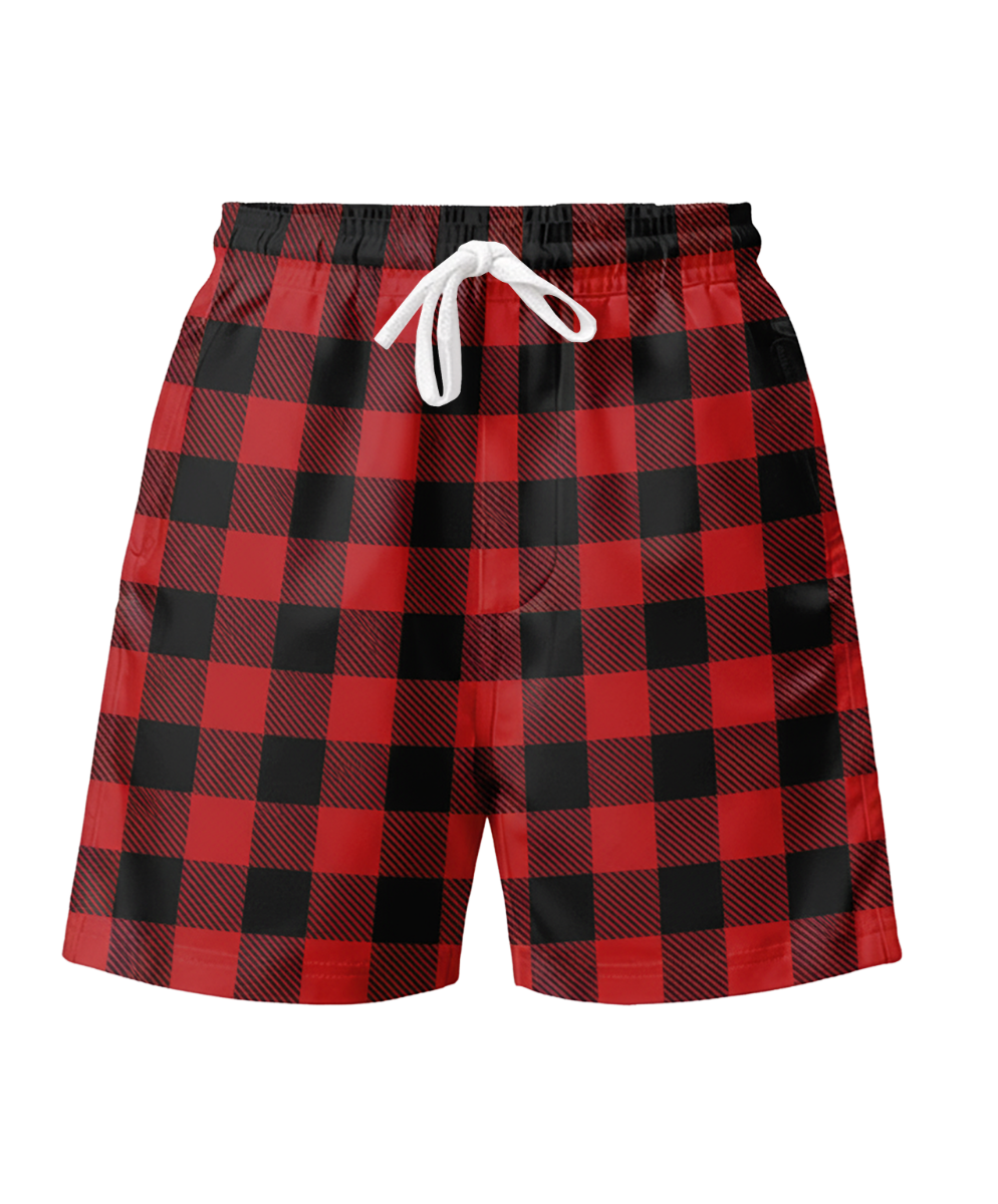 Boxercraft BU6703 Oversized Flannel Shorts - Red/Black Buffalo Plaid - Lifestyle | Red/Black Buffalo Plaid