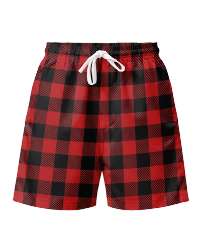 Boxercraft BU6703 Oversized Flannel Shorts - Red/Black Buffalo Plaid - Lifestyle | Red/Black Buffalo Plaid