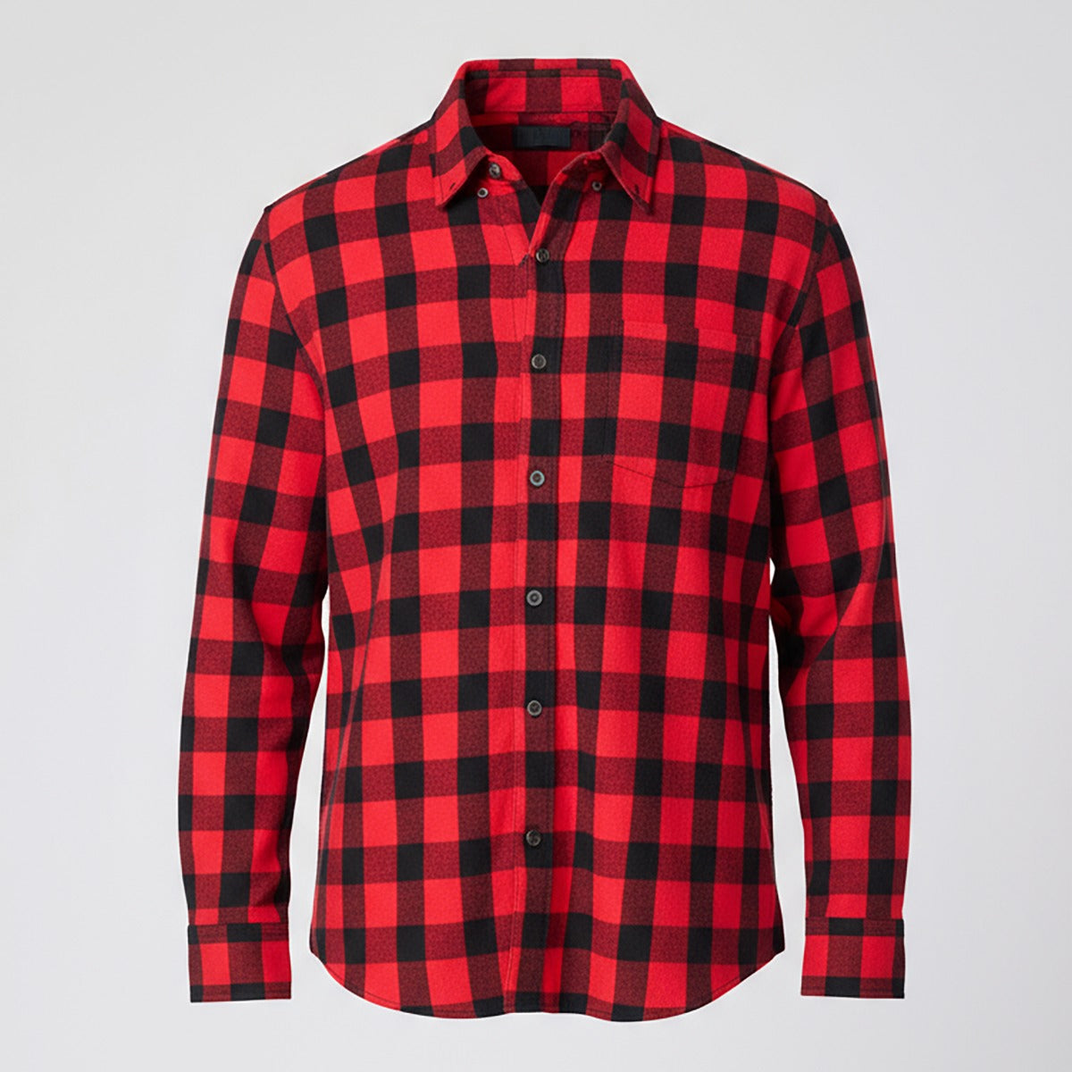 Boxercraft BU7401 Flannel Button-Down Shirt - Red/Black Buffalo Plaid - Ghost Front | Red/Black Buffalo Plaid