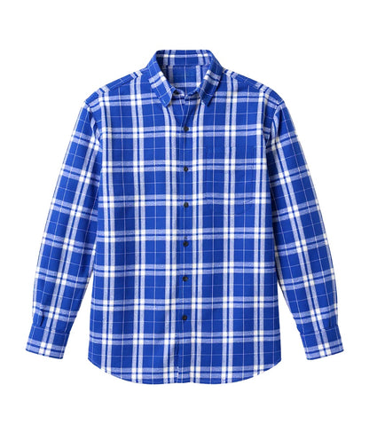 Boxercraft BU7401 Flannel Button-Down Shirt - Royal/Silver Plaid - Ghost Front | Royal/Silver Plaid