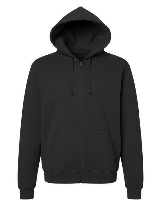 Unisex Core Fleece Full Zip in Black – front