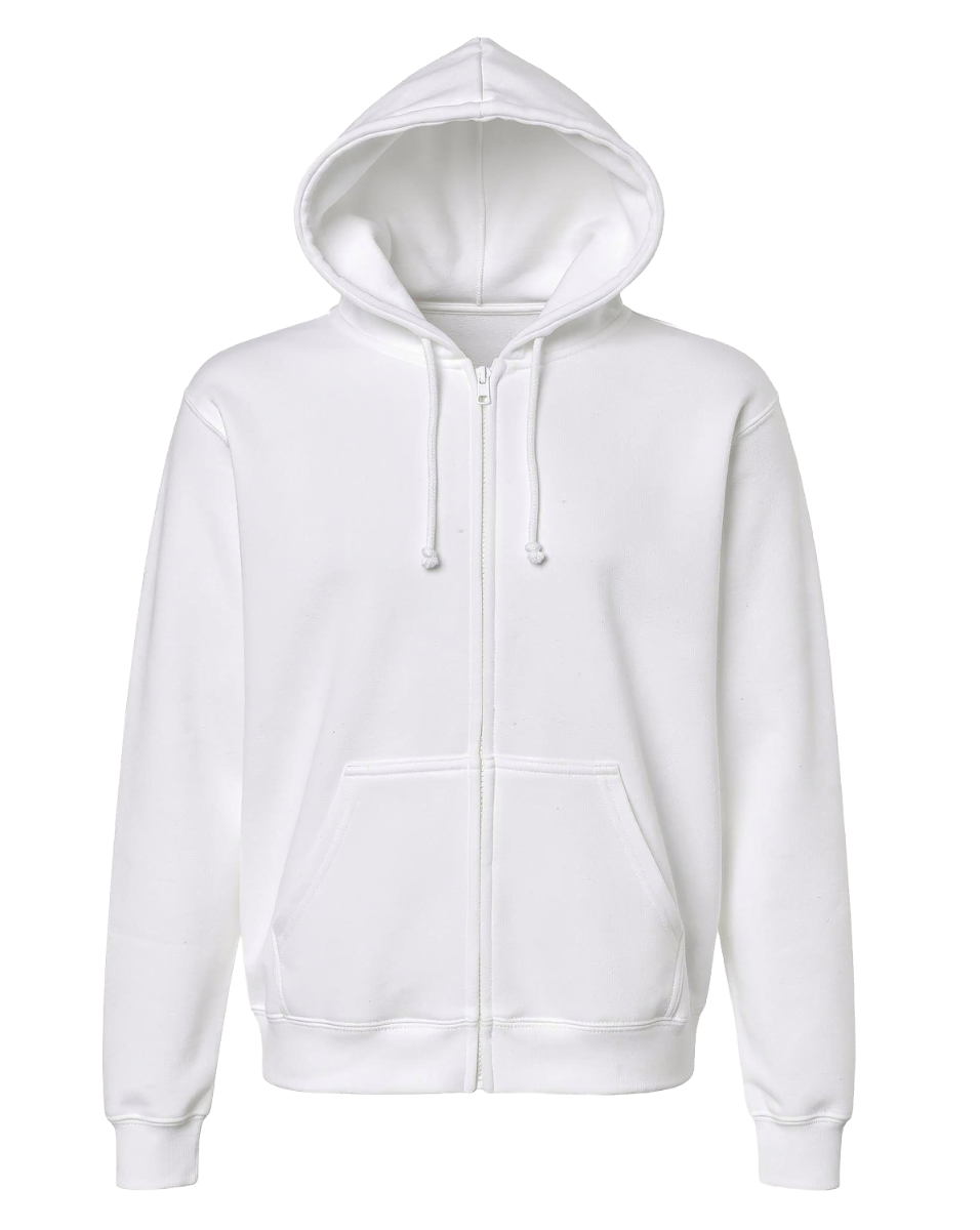 Unisex Core Fleece Full Zip in White – front