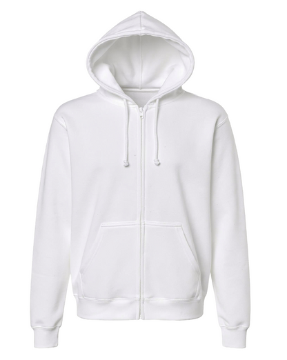 Unisex Core Fleece Full Zip in White – front
