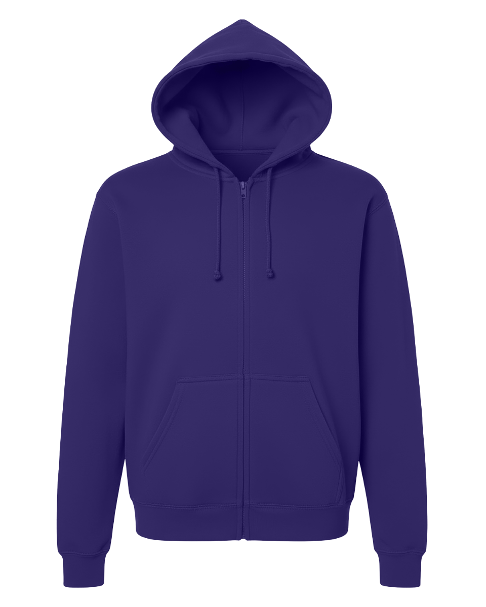 Unisex Core Fleece Full Zip in Purple – front