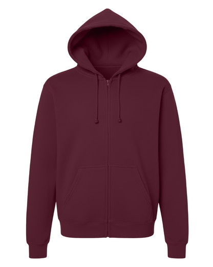 Unisex Core Fleece Full Zip in Maroon – front