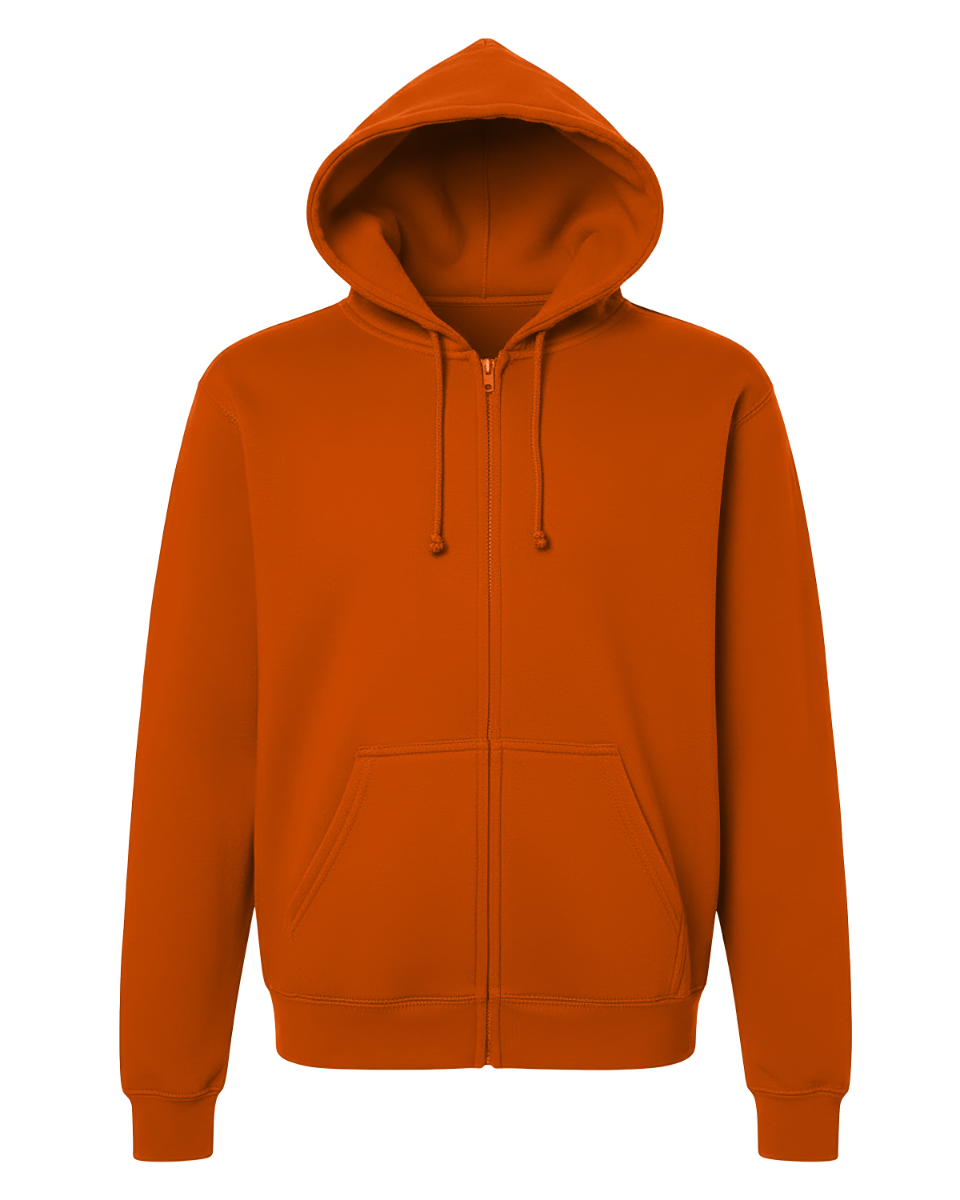 Unisex Core Fleece Full Zip in Orange – front