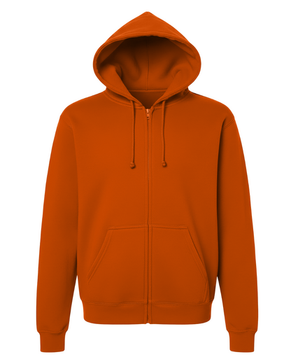 Unisex Core Fleece Full Zip in Orange – front