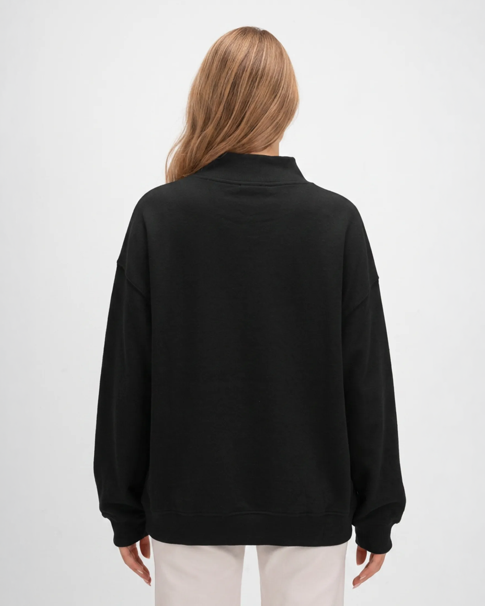 Women's Core Fleece Mock Neck in Black – model back