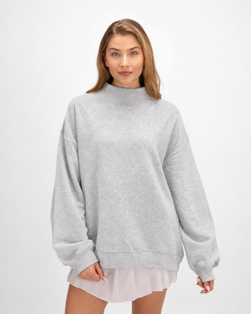 Women's Core Fleece Mock Neck in Oxford Heather – model front